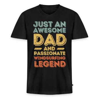 Papa Windsurfen retro - Männer Premium Bio T-Shirt mit V-Ausschnitt - Schwarz - Vorne - Nico (187cm)