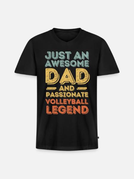 Papa Volleyball retro - Men's Premium Organic T-shirt with V-neck - black