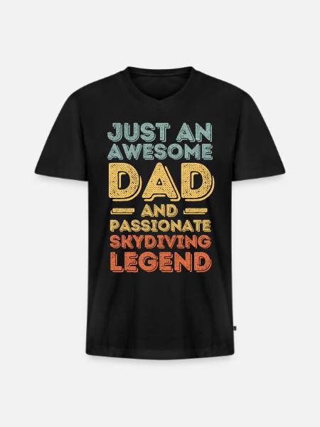 Dad skydiving retro - Men's Premium Organic T-shirt with V-neck - black