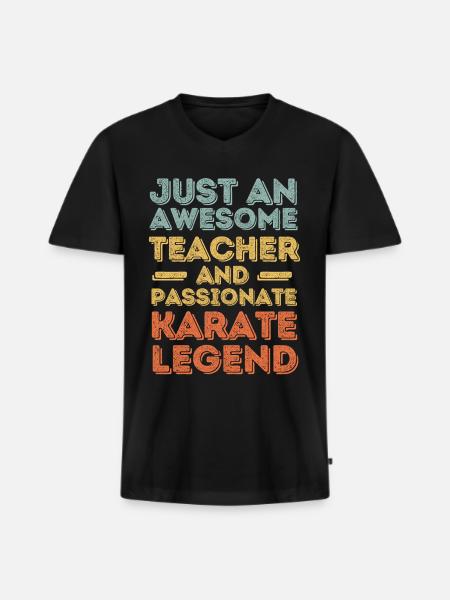 Teacher Karate retro - Men's Premium Organic T-shirt with V-neck - black