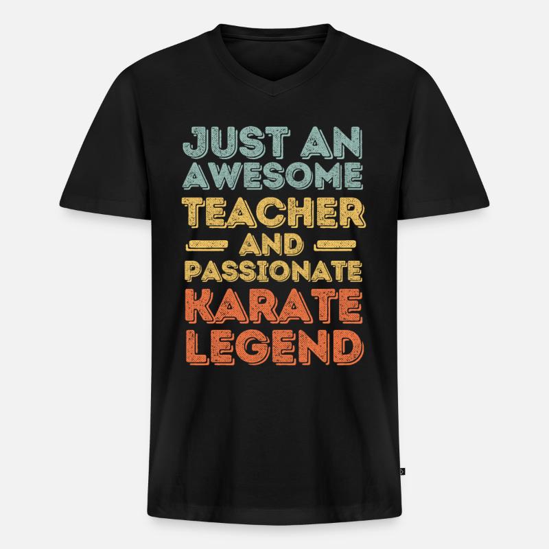 Lehrer Karate retro - Männer Premium Bio T-Shirt mit V-Ausschnitt - Schwarz