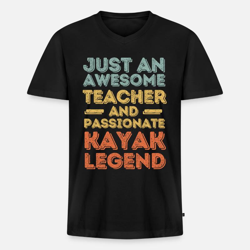 Lehrer Kayak retro - Männer Premium Bio T-Shirt mit V-Ausschnitt - Schwarz