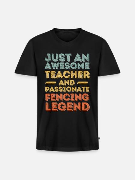 Lehrer Fechten retro - Männer Premium Bio T-Shirt mit V-Ausschnitt - Schwarz