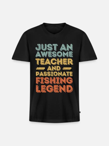 Instructeur pêche pêche rétro - T-shirt encolure en V Premium bio Homme - noir