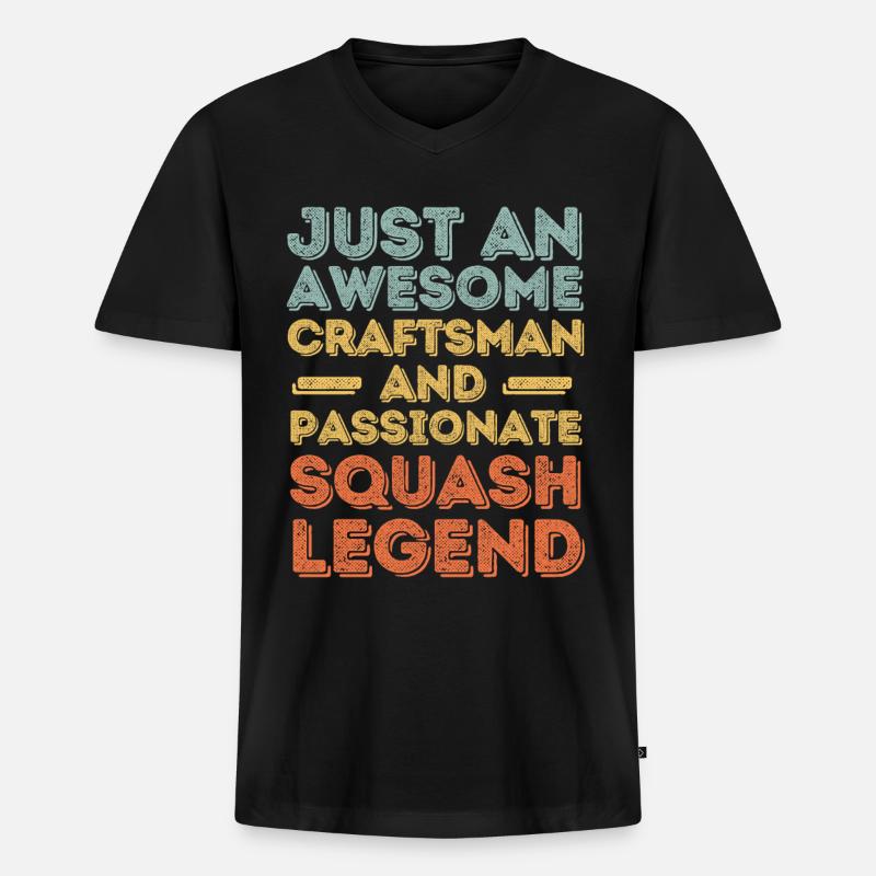 Handwerker Squash retro - Männer Premium Bio T-Shirt mit V-Ausschnitt - Schwarz