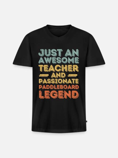Teacher Paddleboard retro - Men's Premium Organic T-shirt with V-neck - black