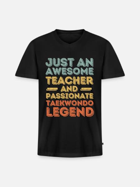 Teacher Taekwondo retro - Men's Premium Organic T-shirt with V-neck - black