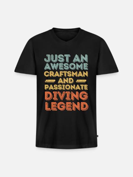 Artisan diving retro - Men's Premium Organic T-shirt with V-neck - black