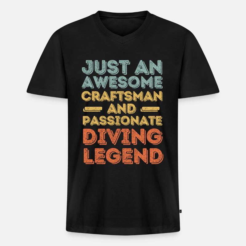 Handwerker Tauchen retro - Männer Premium Bio T-Shirt mit V-Ausschnitt - Schwarz