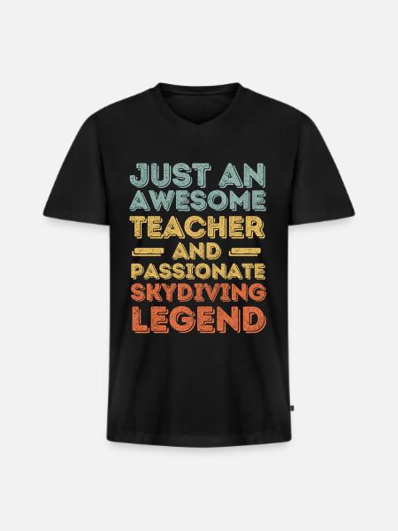 Teacher skydiving retro - Men's Premium Organic T-shirt with V-neck - black