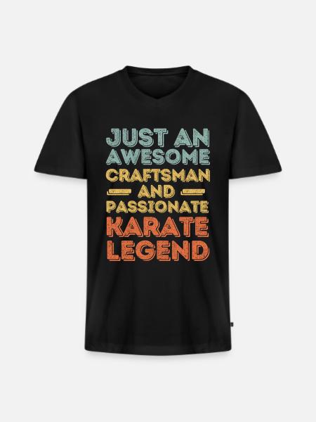 Artisan Karate retro - Men's Premium Organic T-shirt with V-neck - black