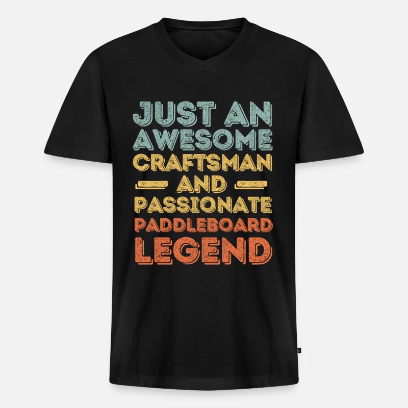 Handwerker Paddleboard retro - Männer Premium Bio T-Shirt mit V-Ausschnitt - Schwarz