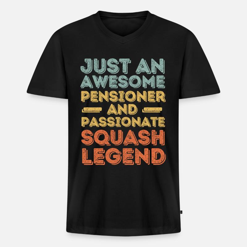 Rentner Squash retro - Männer Premium Bio T-Shirt mit V-Ausschnitt - Schwarz