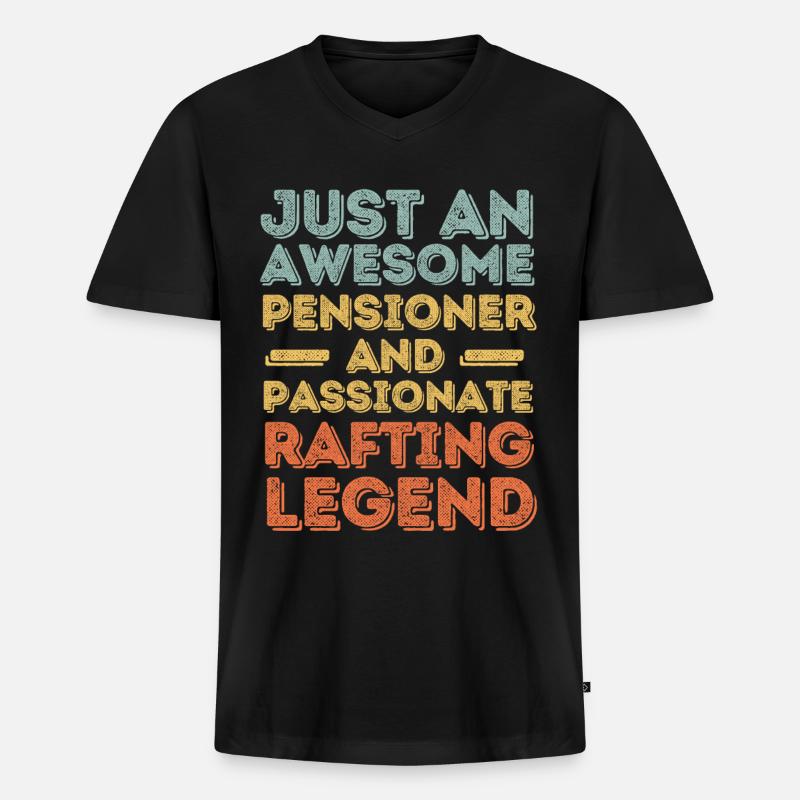 Rentner Rafting retro - Männer Premium Bio T-Shirt mit V-Ausschnitt - Schwarz