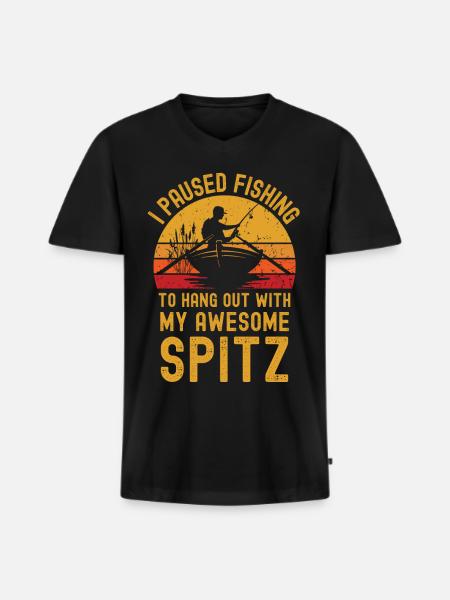Pêche, pêche et Spitz - T-shirt encolure en V Premium bio Homme - noir