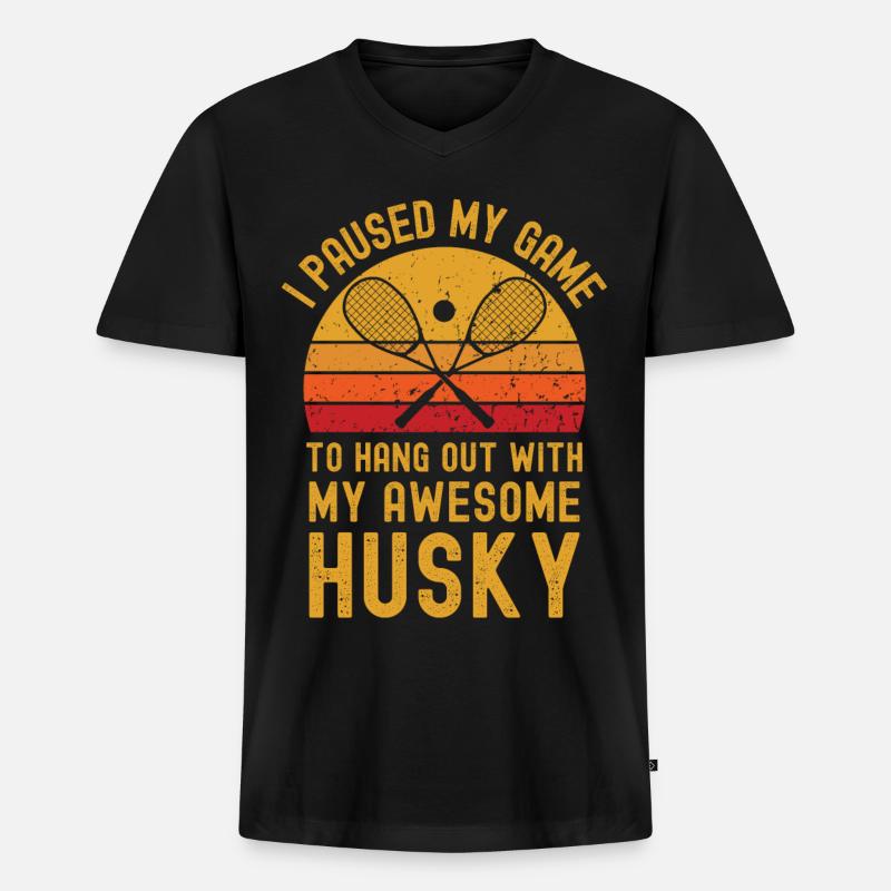 Squash und Husky - Männer Premium Bio T-Shirt mit V-Ausschnitt - Schwarz
