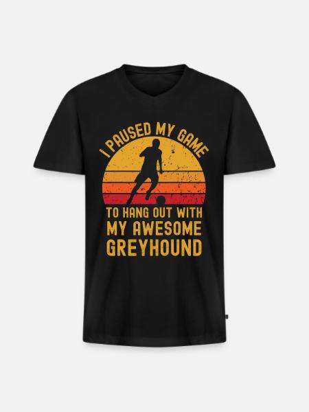 Fußball und Greyhound - Männer Premium Bio T-Shirt mit V-Ausschnitt - Schwarz