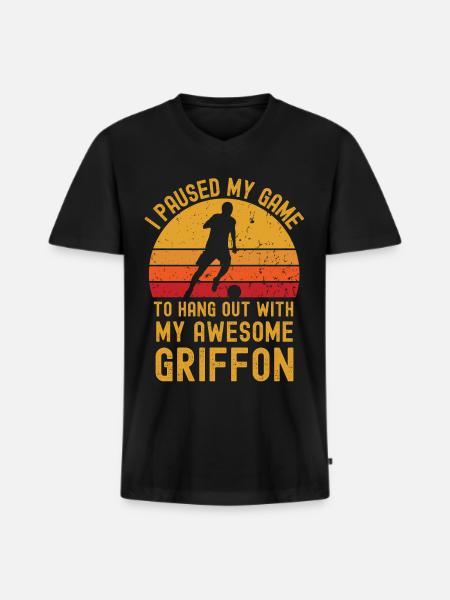 Football and Griffon - Men's Premium Organic T-shirt with V-neck - black