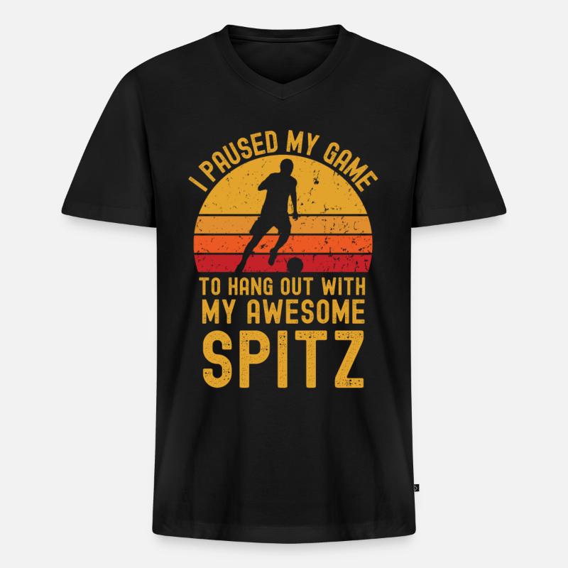 Fußball und Spitz - Männer Premium Bio T-Shirt mit V-Ausschnitt - Schwarz