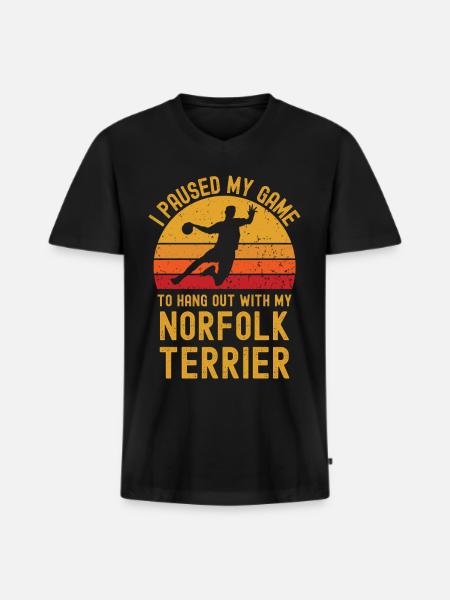 Handball and Norfolk Terriers - Men's Premium Organic T-shirt with V-neck - black