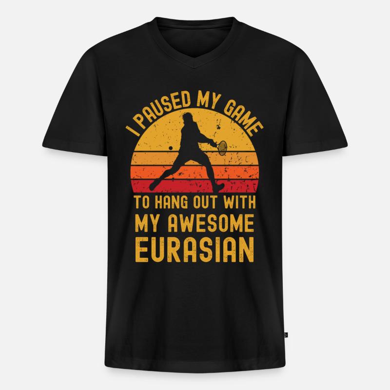 Tennis und Eurasier - Männer Premium Bio T-Shirt mit V-Ausschnitt - Schwarz