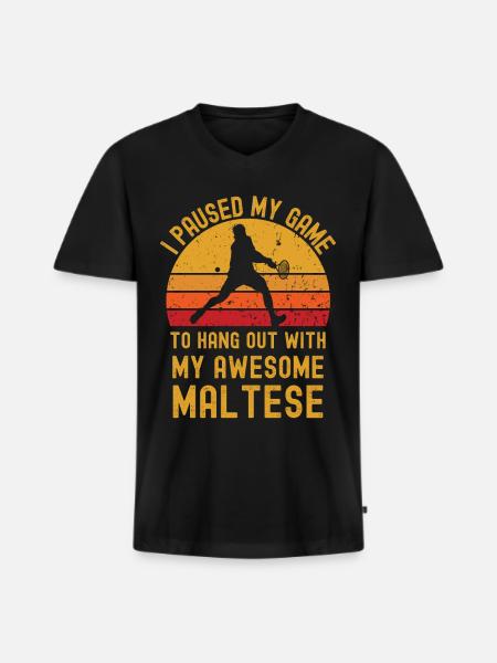 Tennis and Maltese - Men's Premium Organic T-shirt with V-neck - black