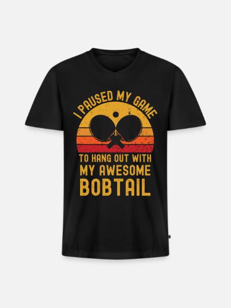 Table tennis and bobtail - Men's Premium Organic T-shirt with V-neck - black