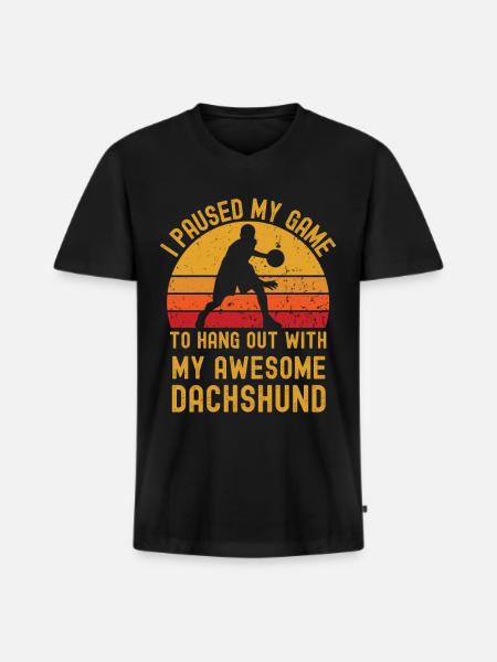Basket-ball et teckels - T-shirt encolure en V Premium bio Homme - noir