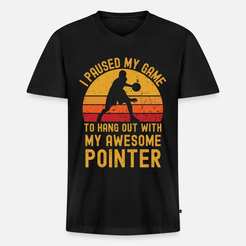 Basketball und Pointer - Männer Premium Bio T-Shirt mit V-Ausschnitt - Schwarz