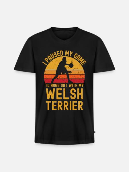 Basketball and Welsh Terrier - Men's Premium Organic T-shirt with V-neck - black