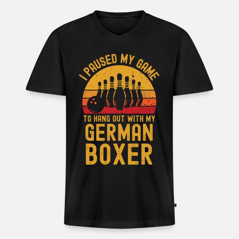 Bowling und Deutscher-Boxer - Männer Premium Bio T-Shirt mit V-Ausschnitt - Schwarz