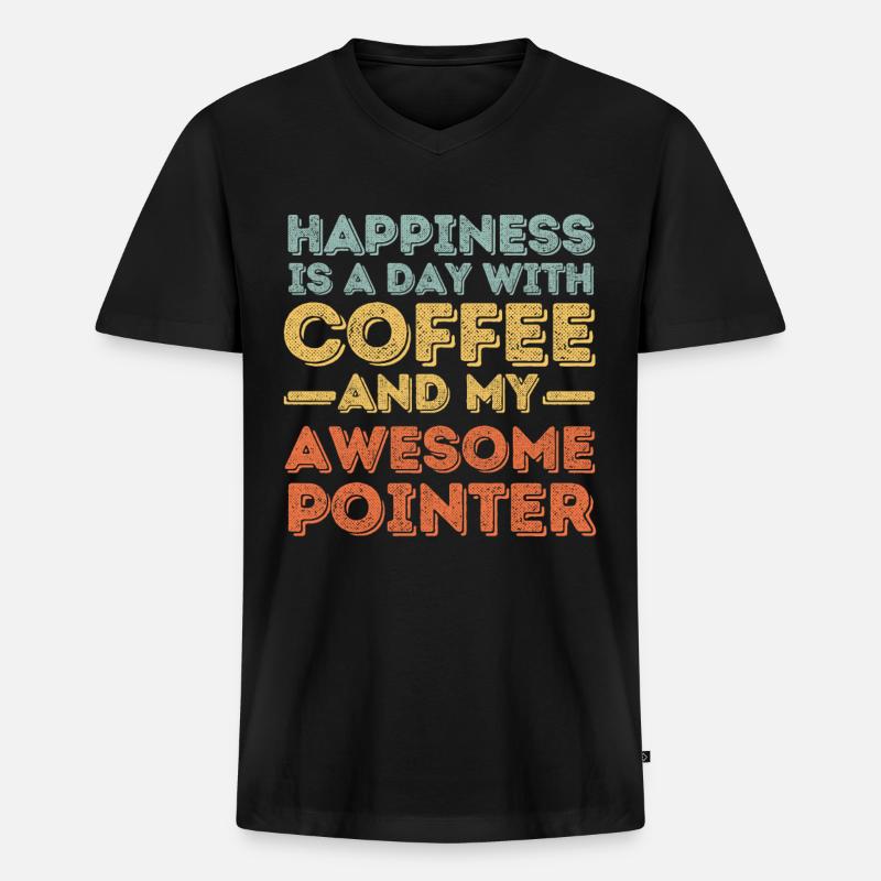 Pointer Kaffee Hund Cafe - Männer Premium Bio T-Shirt mit V-Ausschnitt - Schwarz