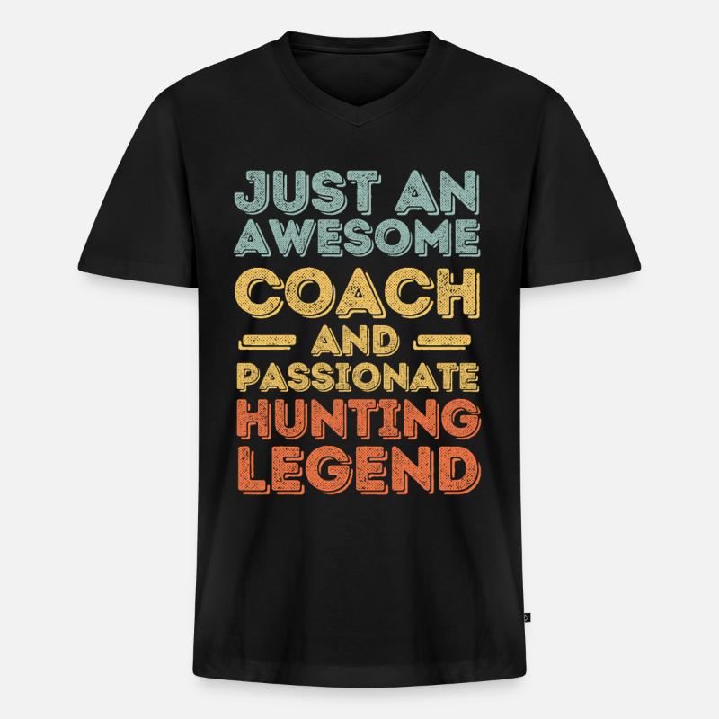 Trainer Jagen retro - Männer Premium Bio T-Shirt mit V-Ausschnitt - Schwarz