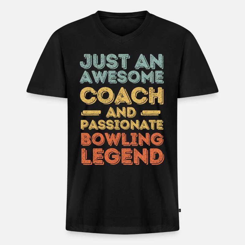 Trainer Bowling retro - Männer Premium Bio T-Shirt mit V-Ausschnitt - Schwarz