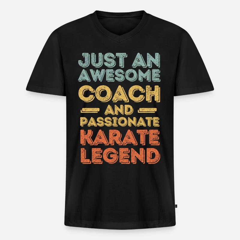 Trainer Karate retro - Männer Premium Bio T-Shirt mit V-Ausschnitt - Schwarz