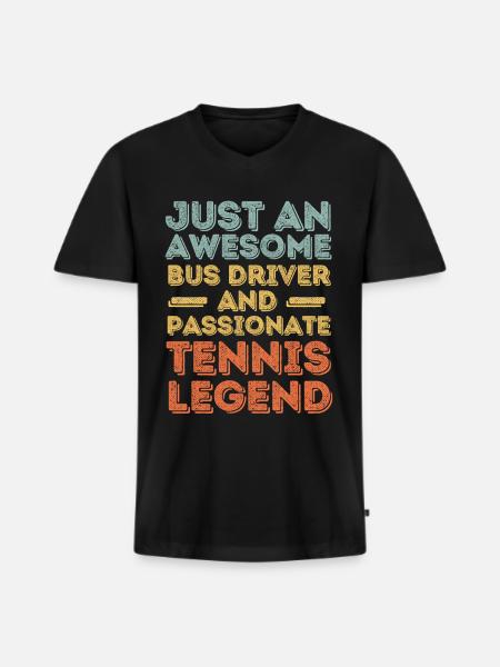 Bus driver tennis retro - Men's Premium Organic T-shirt with V-neck - black