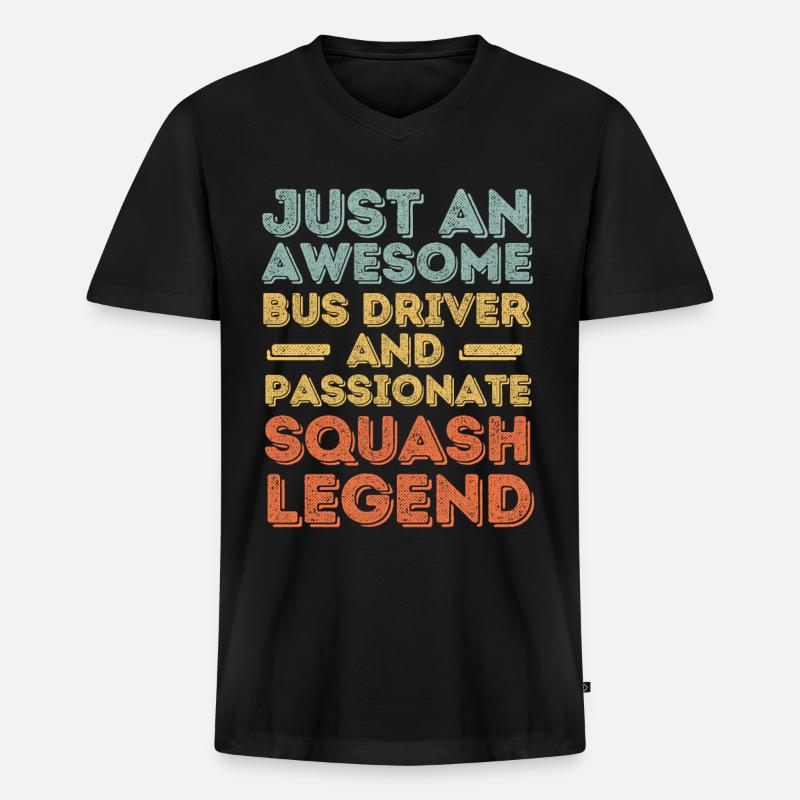 Busfahrer Squash retro - Männer Premium Bio T-Shirt mit V-Ausschnitt - Schwarz