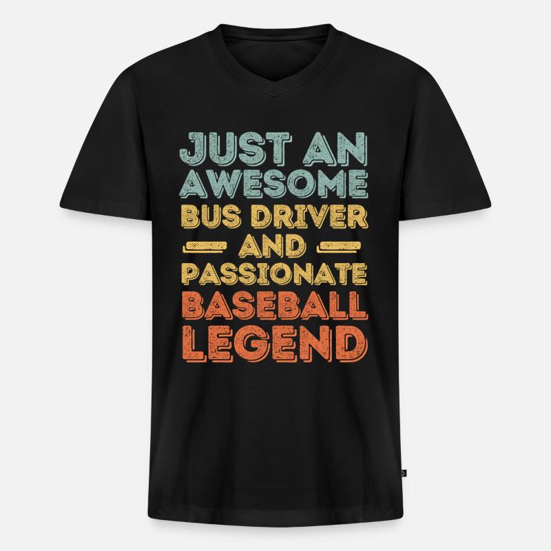 Busfahrer Baseball retro - Männer Premium Bio T-Shirt mit V-Ausschnitt - Schwarz