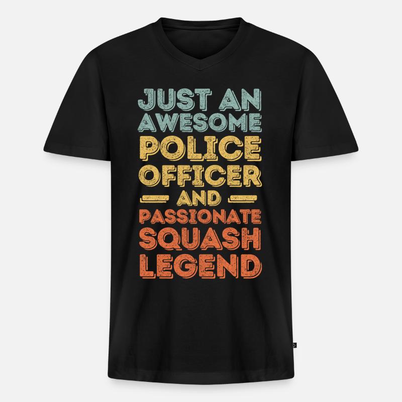 Polizist Squash retro - Männer Premium Bio T-Shirt mit V-Ausschnitt - Schwarz