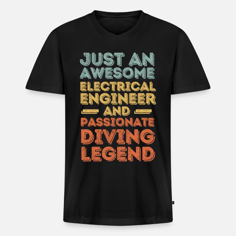 Elektroingenieur Tauchen retro - Männer Premium Bio T-Shirt mit V-Ausschnitt - Schwarz