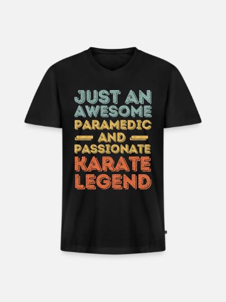 Paramedic Karaté rétro - T-shirt encolure en V Premium bio Homme - noir