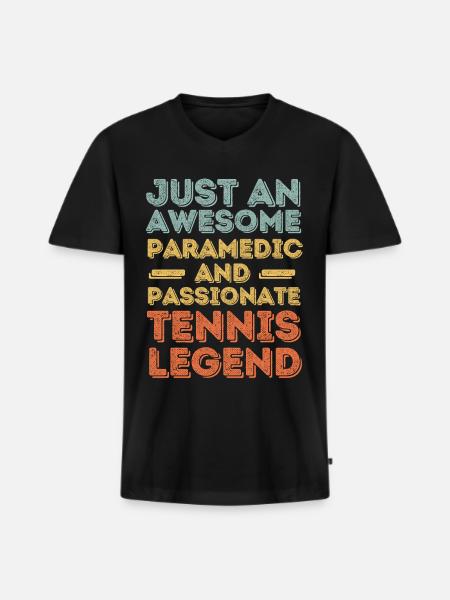 Paramedic Tennis retro - Men's Premium Organic T-shirt with V-neck - black