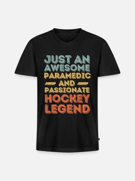 Paramedic Hockey retro - Men's Premium Organic T-shirt with V-neck - black