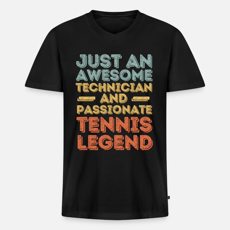 Techniker Tennis retro - Männer Premium Bio T-Shirt mit V-Ausschnitt - Schwarz