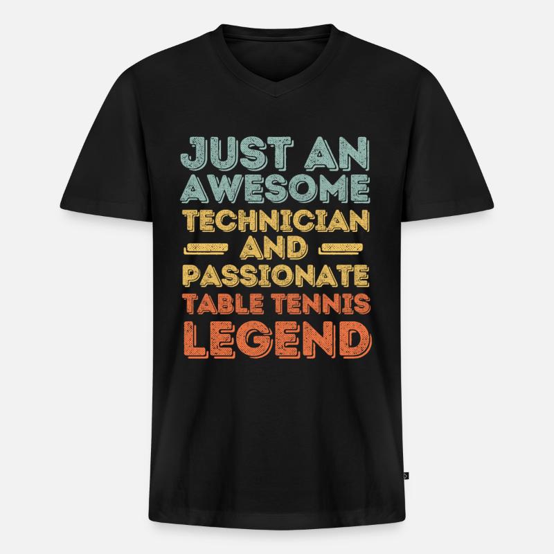 Techniker Tischtennis retro - Männer Premium Bio T-Shirt mit V-Ausschnitt - Schwarz