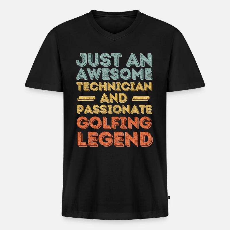 Techniker Golf retro - Männer Premium Bio T-Shirt mit V-Ausschnitt - Schwarz