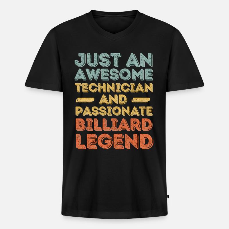 Techniker Billard retro - Männer Premium Bio T-Shirt mit V-Ausschnitt - Schwarz