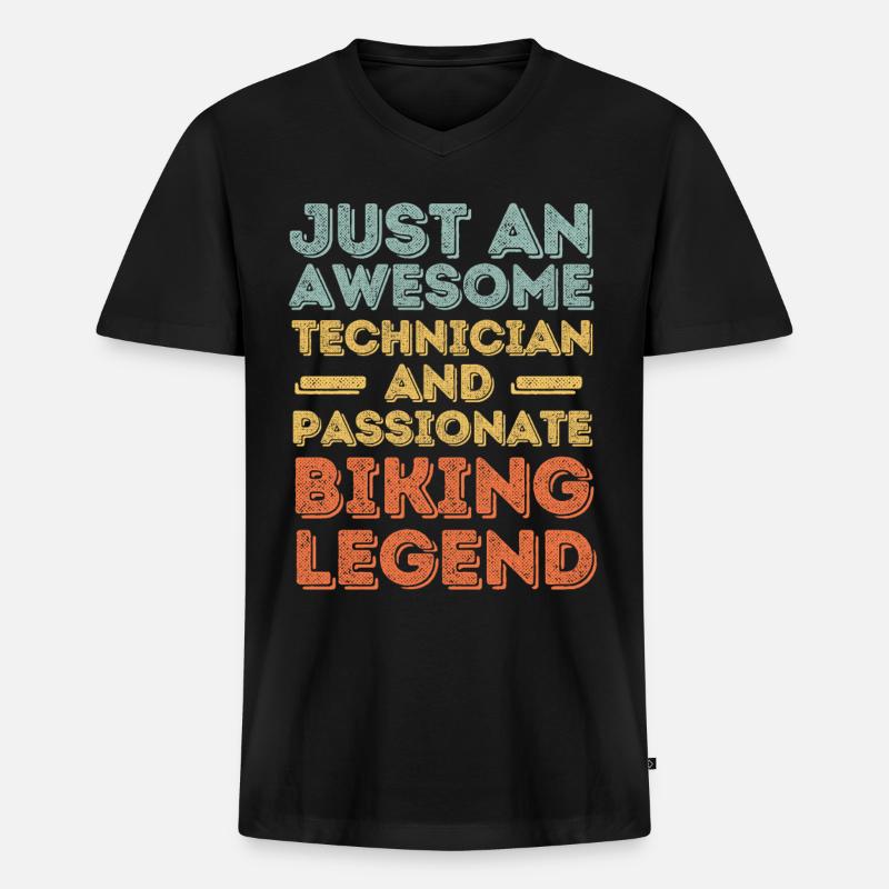 Techniker Radfahren retro - Männer Premium Bio T-Shirt mit V-Ausschnitt - Schwarz