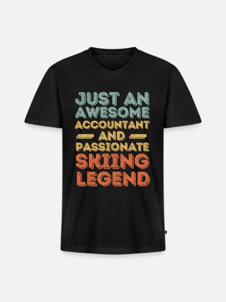 Accountant Ski retro - Men's Premium Organic T-shirt with V-neck - black
