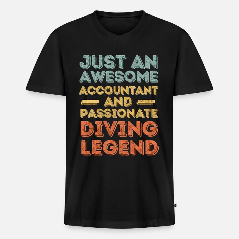 Buchhalter Tauchen retro - Männer Premium Bio T-Shirt mit V-Ausschnitt - Schwarz
